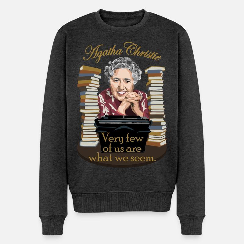 Agatha Christie - Männer Premium Bio Pullover - Anthrazit meliert