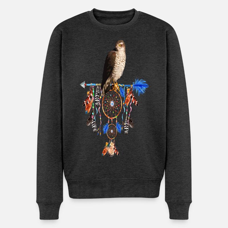 falke traum mystik traumfänger - Männer Premium Bio Pullover - Anthrazit meliert