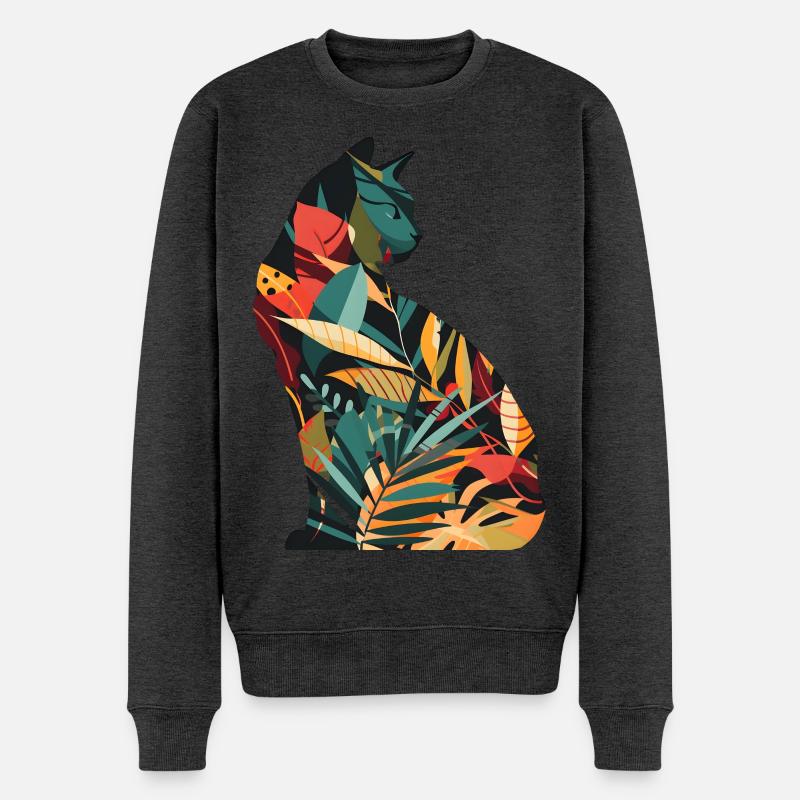 Silhouette de chat Look rétro - Pull Premium bio Homme - anthracite chiné