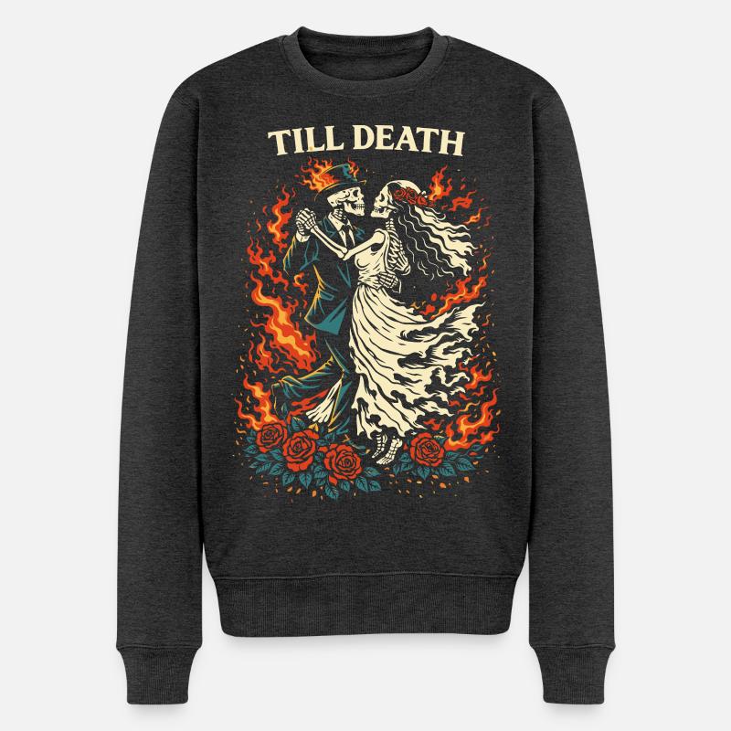 Jusqu’à la mort – Danse du squelette de la Saint-Valentin Sombre - Pull Premium bio Homme - anthracite chiné