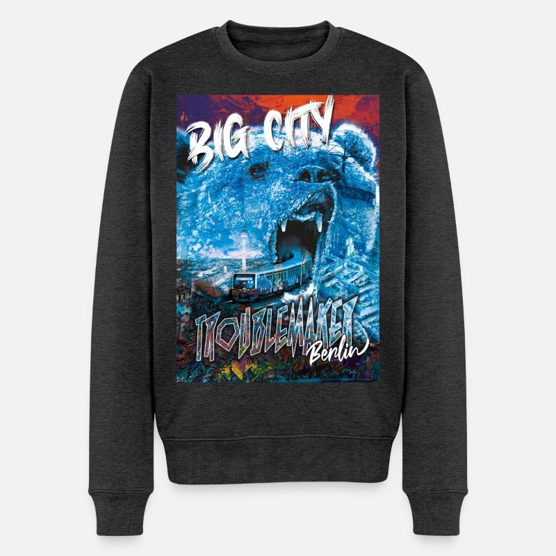 Berlin - Männer Premium Bio Pullover - Anthrazit meliert