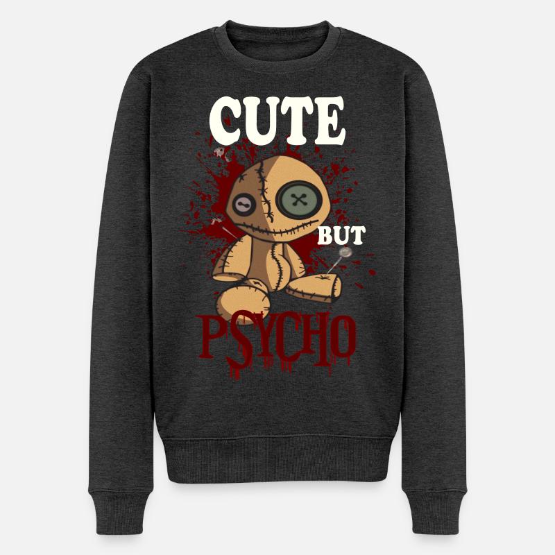 MIGNON MAIS PSYCHO Vaudou - Poupée - Pull Premium bio Homme - anthracite chiné