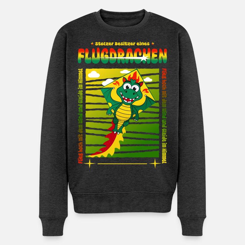 Drachen Besitzer - Männer Premium Bio Pullover - Anthrazit meliert
