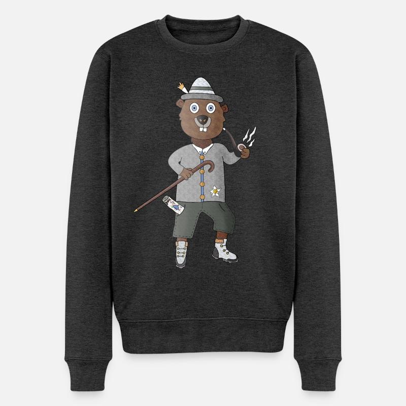 Pfeif drauf Murmeltier geht wandert - Männer Premium Bio Pullover - Anthrazit meliert