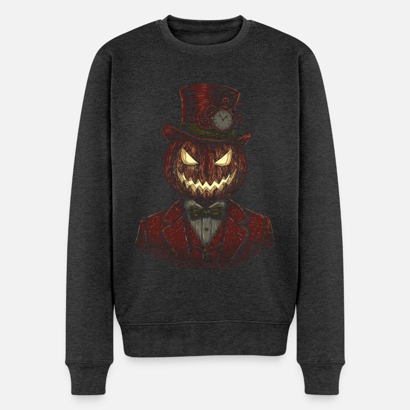 Kürbis Gentleman Steampunk - Männer Premium Bio Pullover - Anthrazit meliert