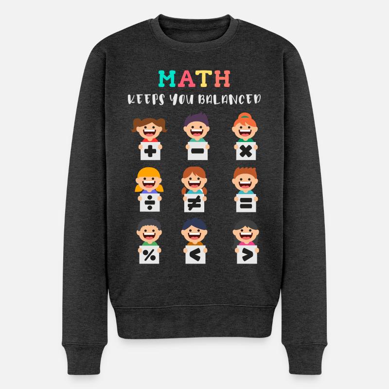 Mathe hält dich im Gleichgewicht - Männer Premium Bio Pullover - Anthrazit meliert