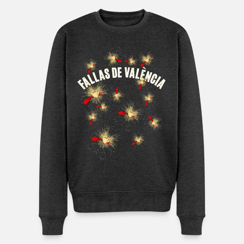 Feux d’artifice pyro Fallas de Valencia - Pull Premium bio Homme - anthracite chiné