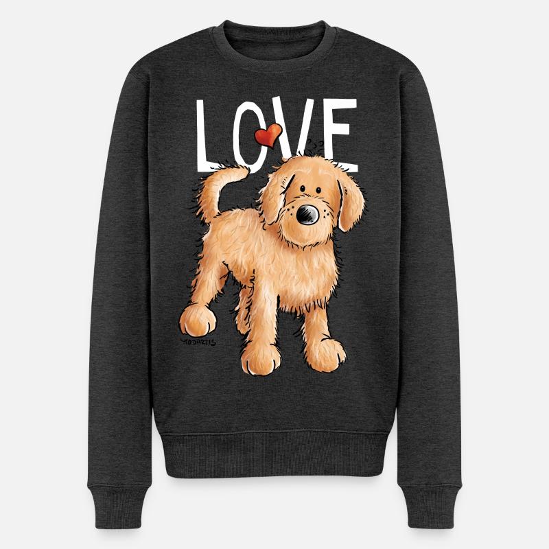 Doodle mit Herz - Goldendoodle - Hund - Geschenk - Männer Premium Bio Pullover - Anthrazit meliert