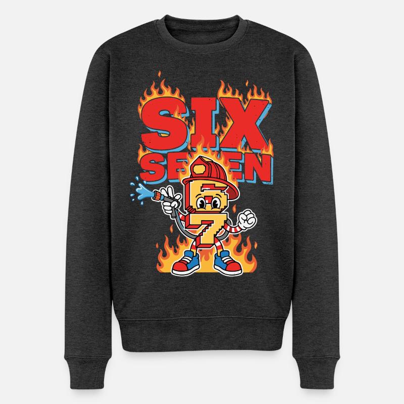 Meme 67 Feuerwehrmann Six Seven meme Geschenk - Männer Premium Bio Pullover - Anthrazit meliert