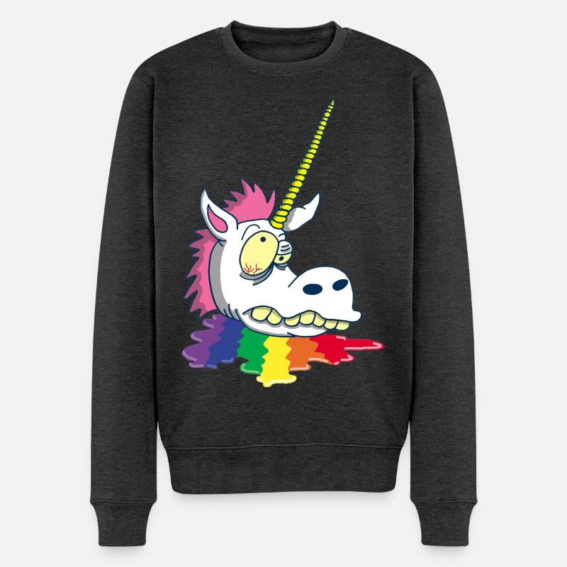 Abgetrennter Kopf eines Einhorns - Männer Premium Bio Pullover - Anthrazit meliert