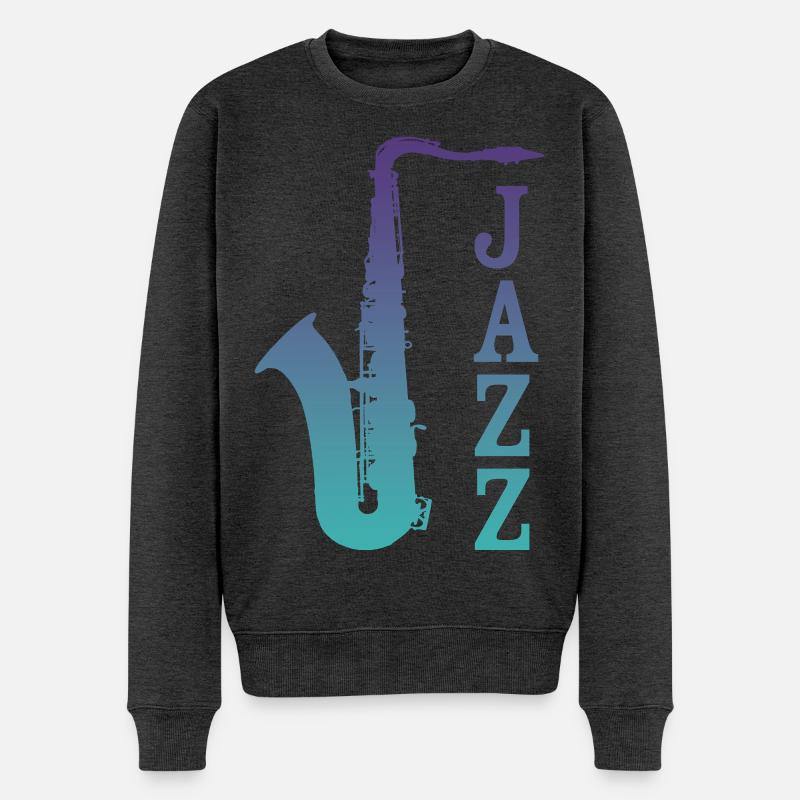 Jazz Saxo - Männer Premium Bio Pullover - Anthrazit meliert