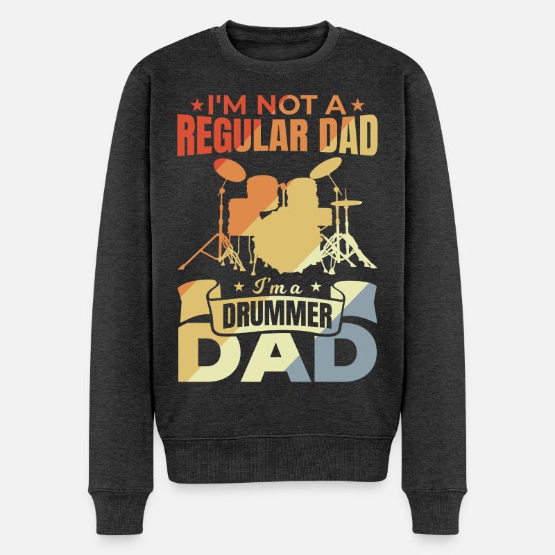 Drummer Papa - Männer Premium Bio Pullover - Anthrazit meliert