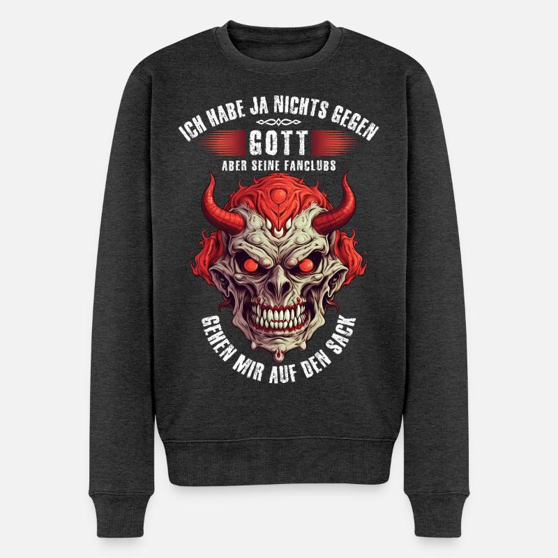 Ich habe ja nichts gegen Gott aber ... - Männer Premium Bio Pullover - Anthrazit meliert