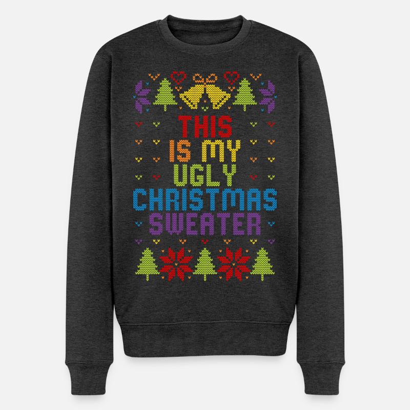 Pull-en-ciel moche de Noël - Pull Premium bio Homme - anthracite chiné