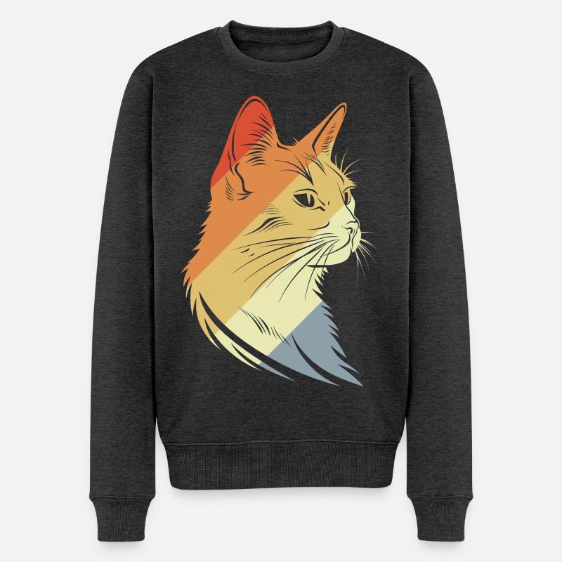 Graphisme Retro Cats - Pull Premium bio Homme - anthracite chiné
