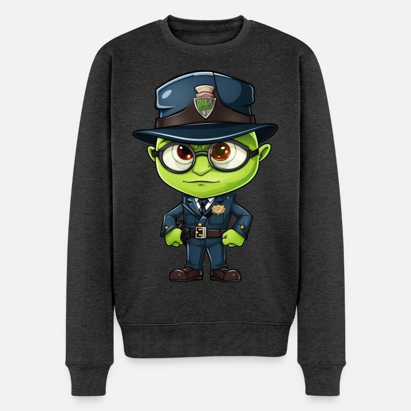 Heuschrecken Polizist - Männer Premium Bio Pullover - Anthrazit meliert