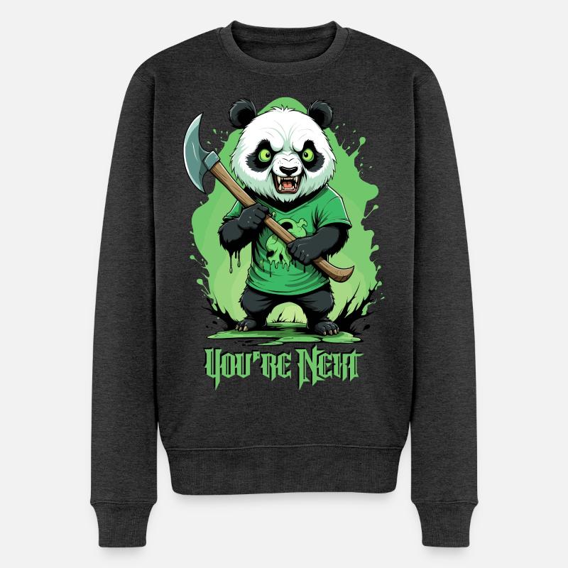 Zombie Panda - Männer Premium Bio Pullover - Anthrazit meliert