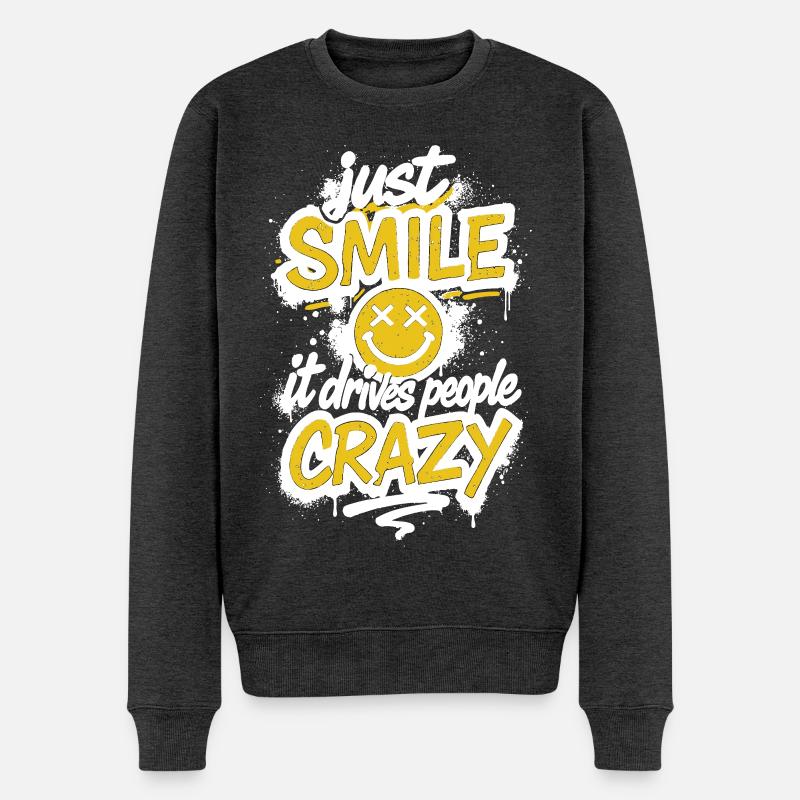 Souris juste – Dic de graffiti fou - Pull Premium bio Homme - anthracite chiné