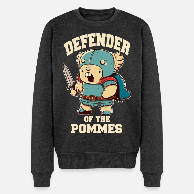 Defender Krieger mit Schwert - Männer Premium Bio Pullover - Anthrazit meliert