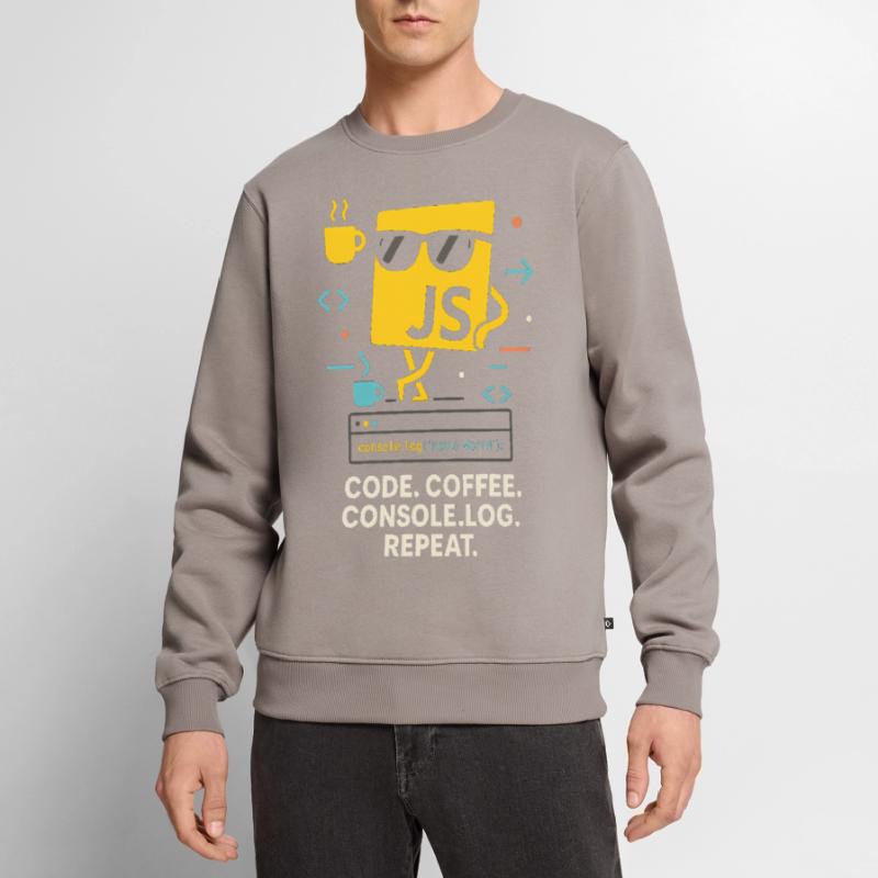Code Coffee Console.log Repeat JavaScript Programm Männer Premium Bio Pullover