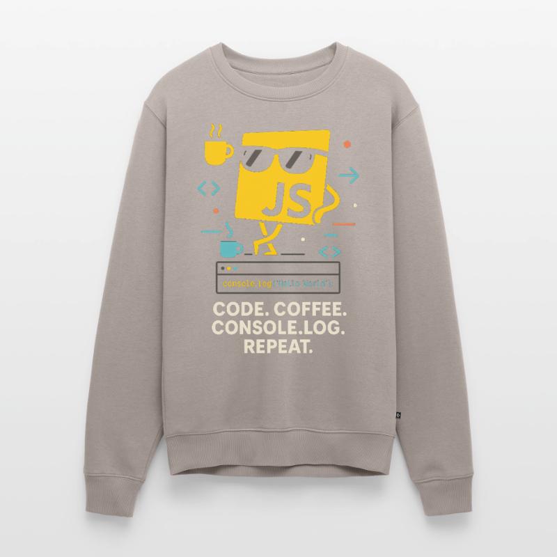 Code Coffee Console.log Repeat JavaScript Programm Männer Premium Bio Pullover