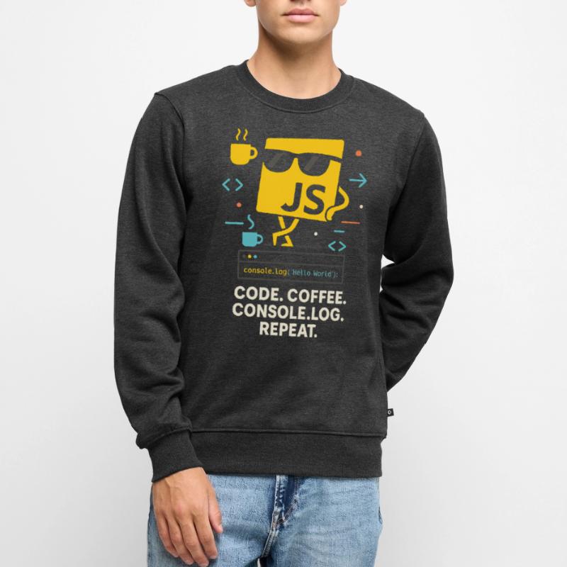 Code Coffee Console.log Repeat JavaScript Programm Männer Premium Bio Pullover