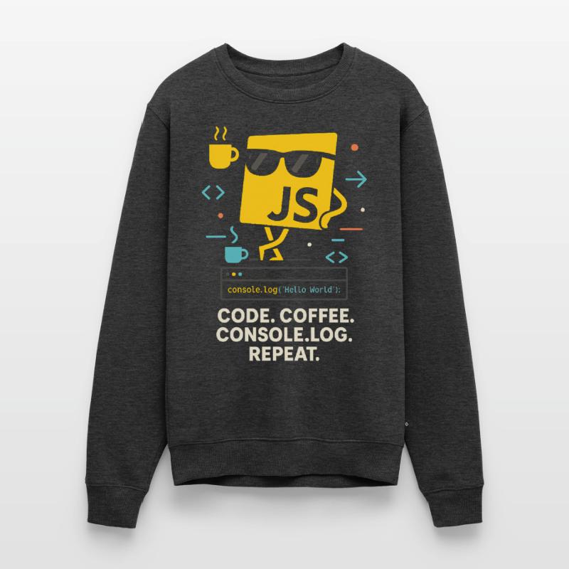 Code Coffee Console.log Repeat JavaScript Programm Männer Premium Bio Pullover