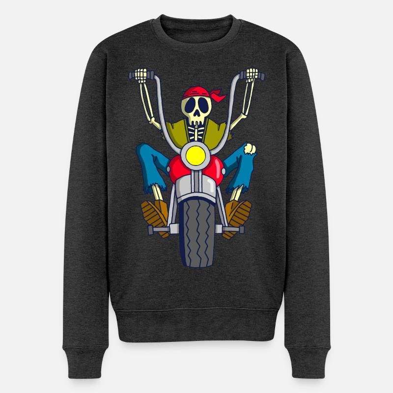Rebellen-Biker-Skelett - Männer Premium Bio Pullover - Anthrazit meliert