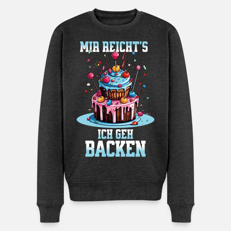 Backen Bäckerin Backkönigin Backfee Torte Kuchen - Männer Premium Bio Pullover - Anthrazit meliert