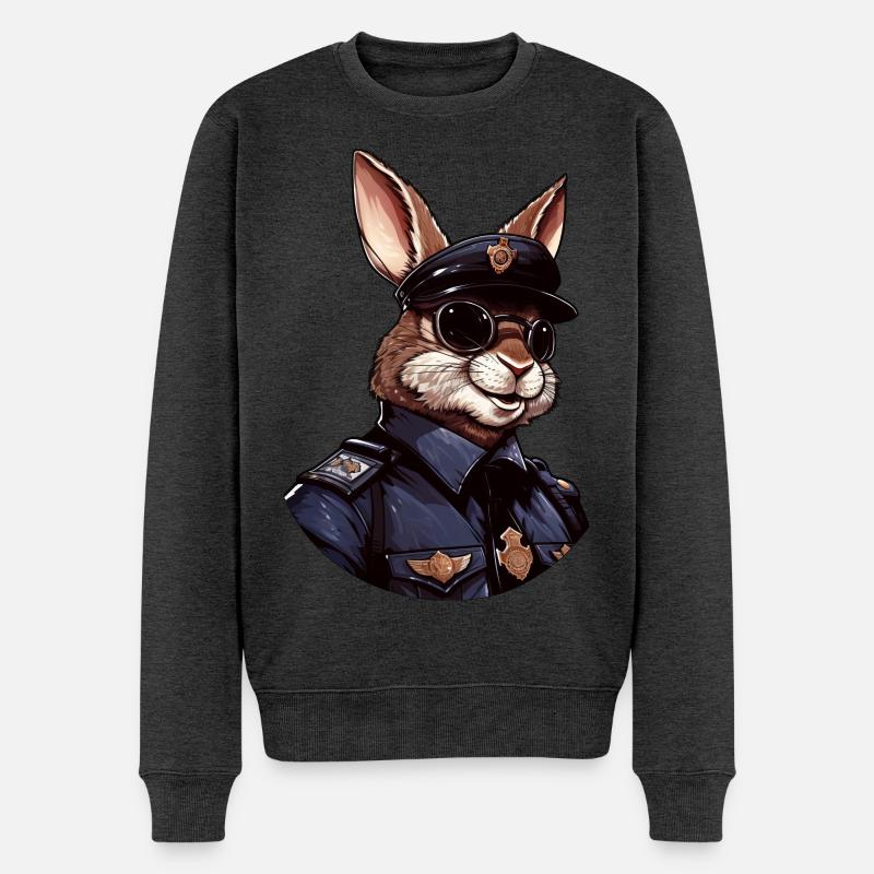 Hasen Polizei - Männer Premium Bio Pullover - Anthrazit meliert