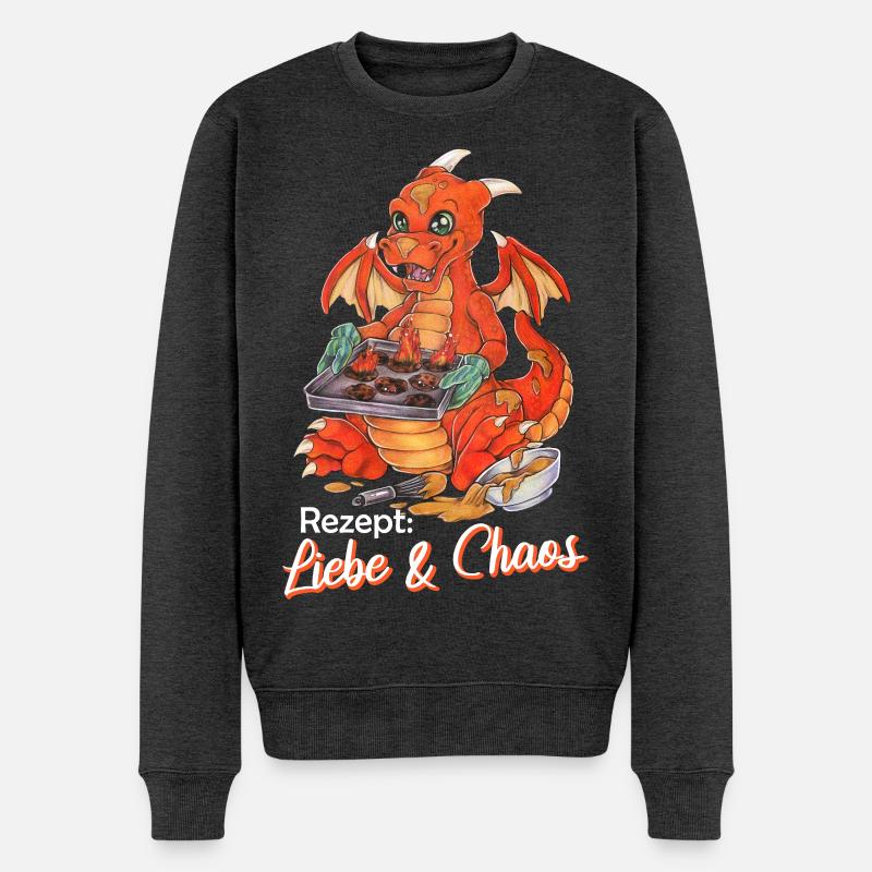Witziger Drache Plätzchen Backen Weihnachten - Männer Premium Bio Pullover - Anthrazit meliert