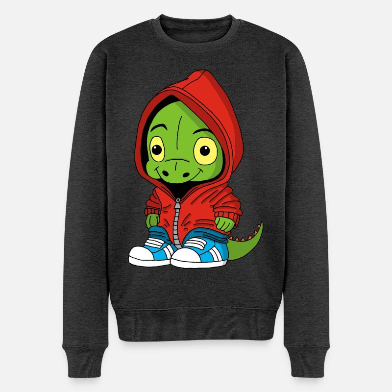 Niedlicher kleiner Dinosaurier - Männer Premium Bio Pullover - Anthrazit meliert
