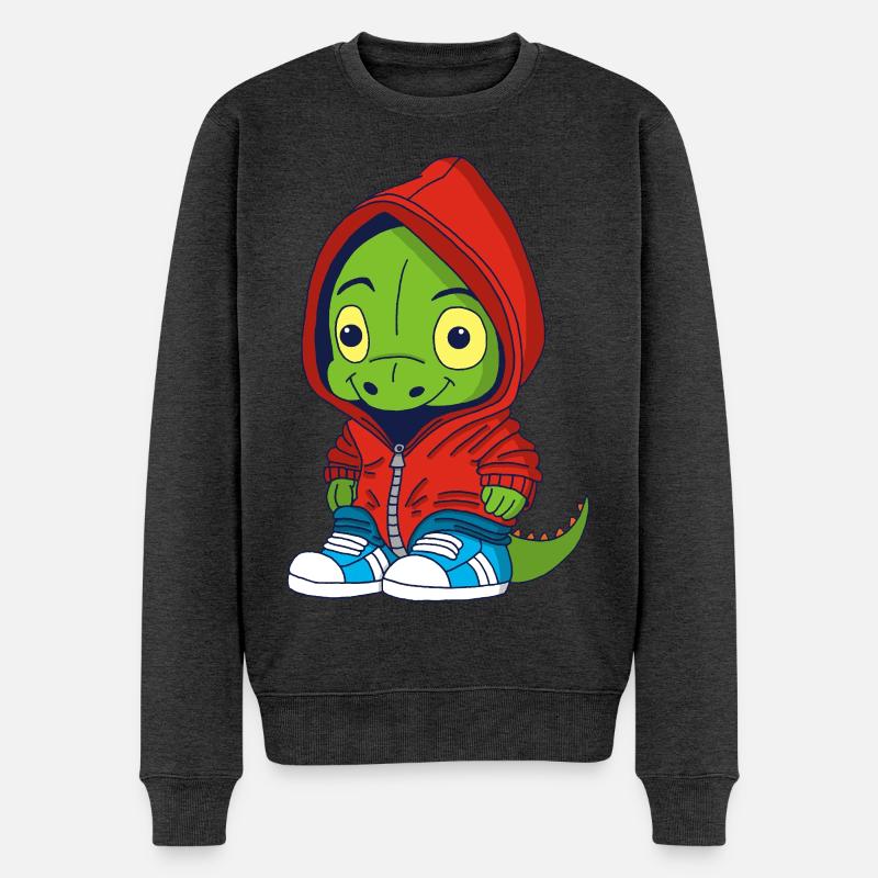 Kleiner städtischer Dinosaurier - Männer Premium Bio Pullover - Anthrazit meliert