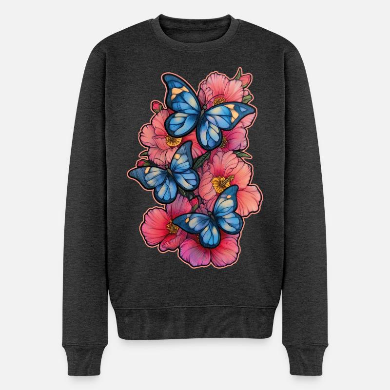 Fleur Papillon - Pull Premium bio Homme - anthracite chiné