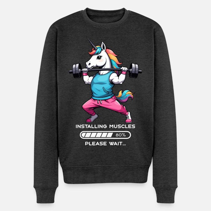 Licorne bodybuilder - Pull Premium bio Homme - anthracite chiné