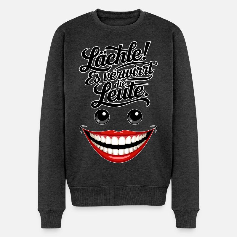 Immer lächeln - Männer Premium Bio Pullover - Anthrazit meliert