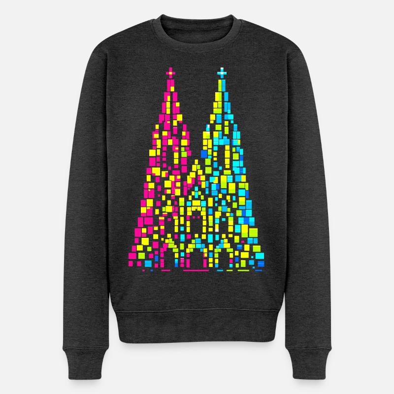 Cathédrale de Cologne, Carnaval, Carnaval, Confettis - Pull Premium bio Homme - anthracite chiné