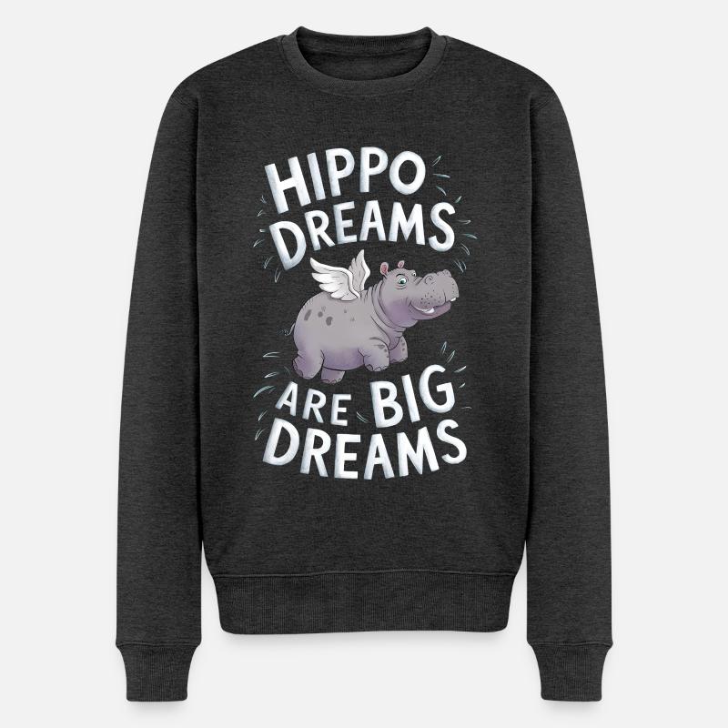 Hippo Dreams Are Big Dreams - Männer Premium Bio Pullover - Anthrazit meliert