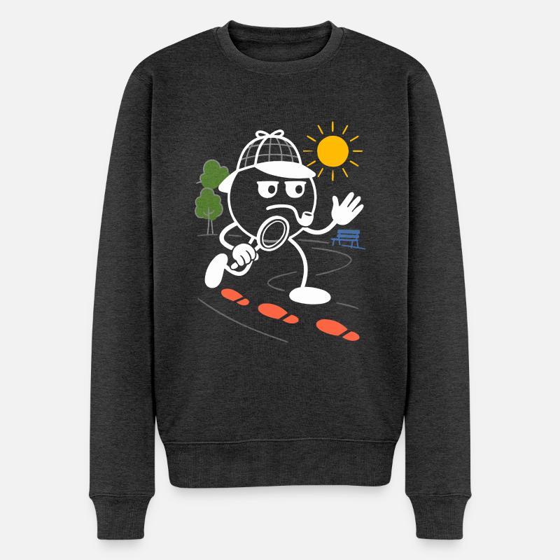 Ribbo als Detektiv auf Spurensuche - Männer Premium Bio Pullover - Anthrazit meliert