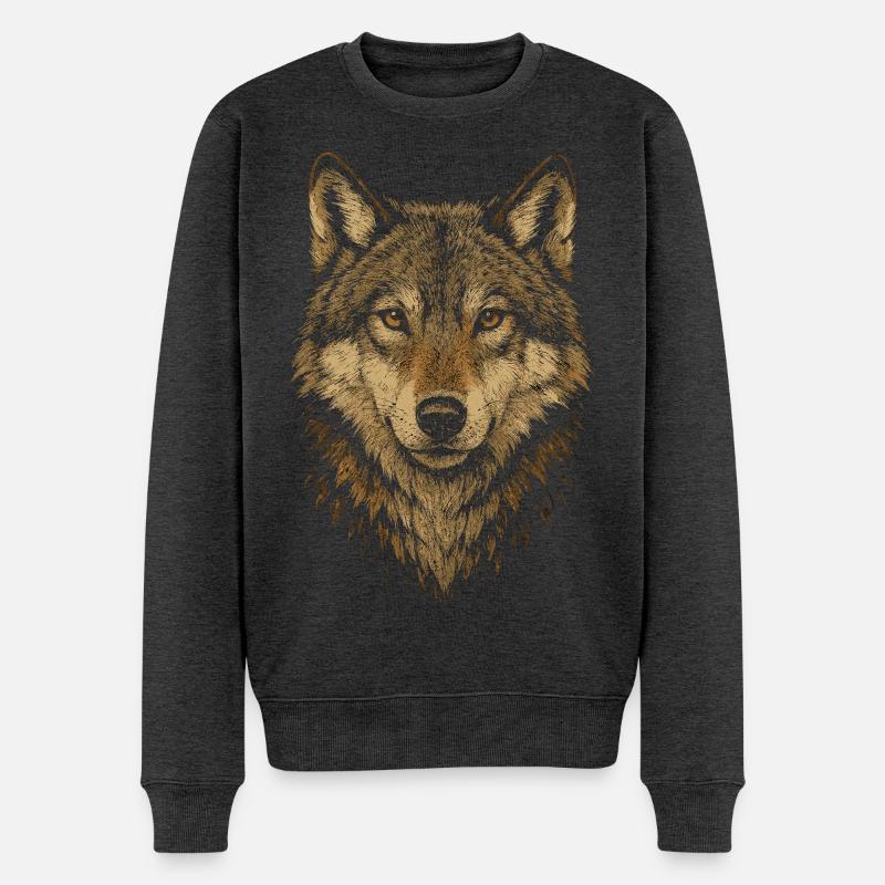 Wolfs Design - Männer Premium Bio Pullover - Anthrazit meliert