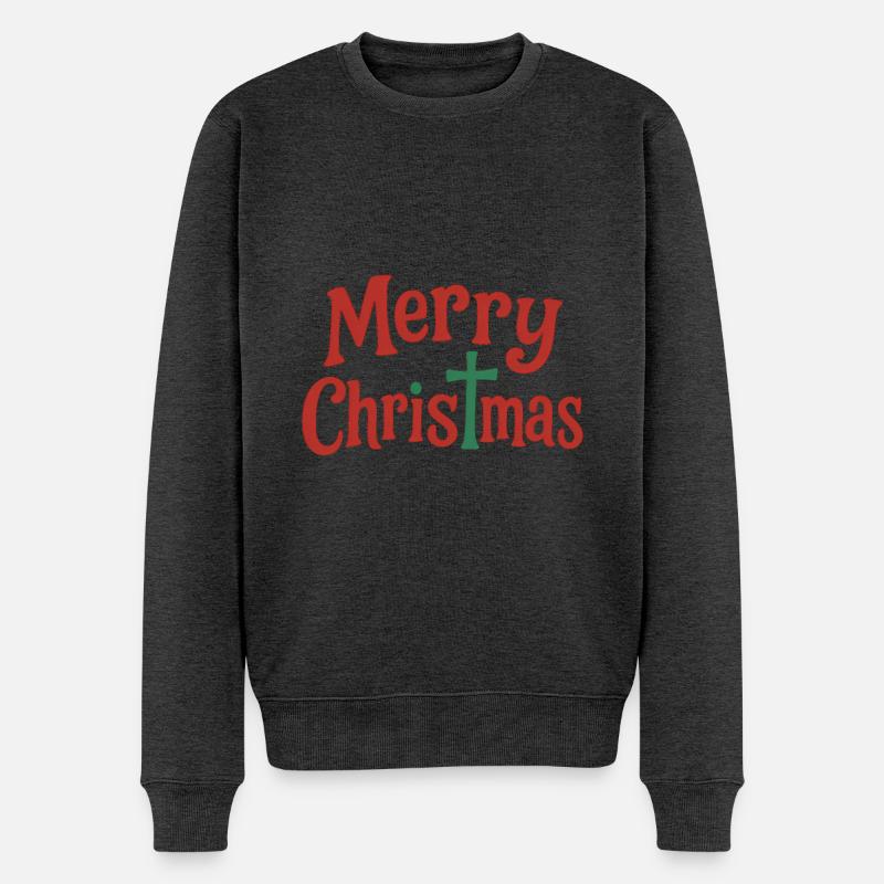 Frohe Weihnachten Typografie - Männer Premium Bio Pullover - Anthrazit meliert