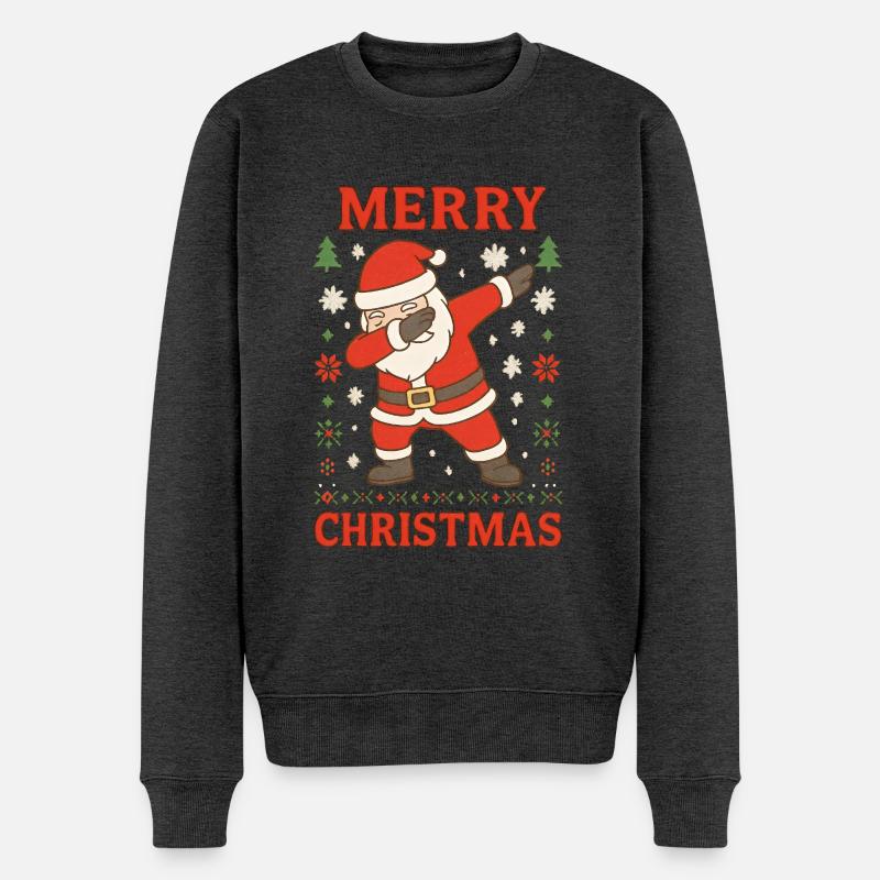 Ugly Christmas Dab Weihnachtsmann - Männer Premium Bio Pullover - Anthrazit meliert