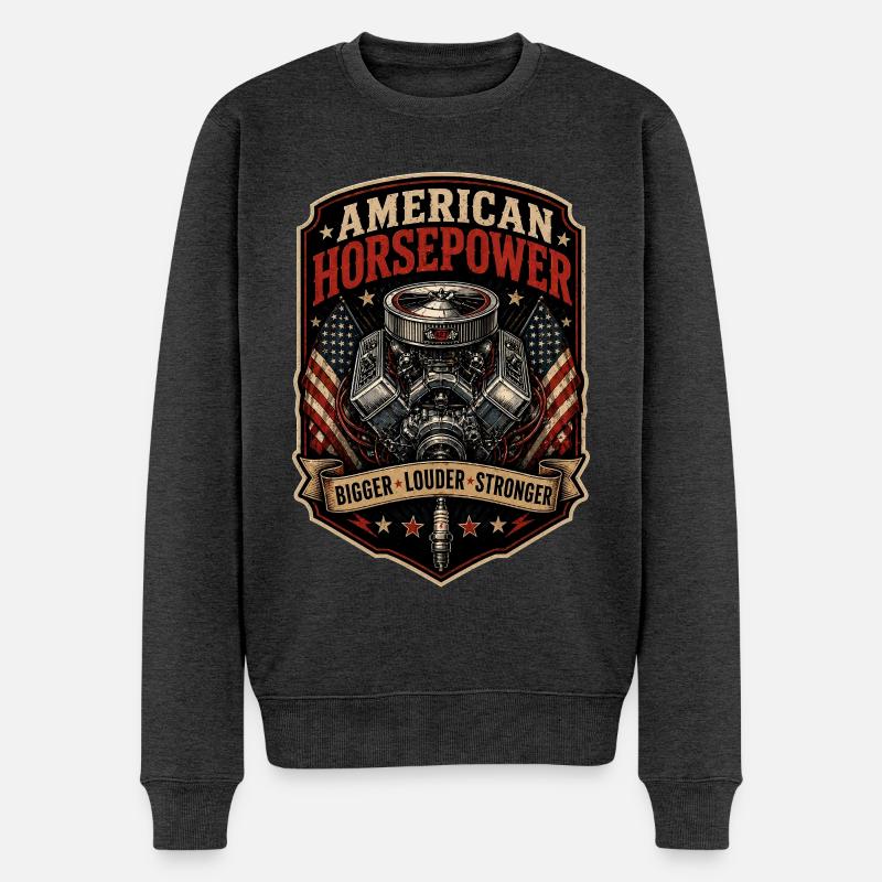 V8 Motor US-Car Horsepower Amerika Oldtimer - Männer Premium Bio Pullover - Anthrazit meliert