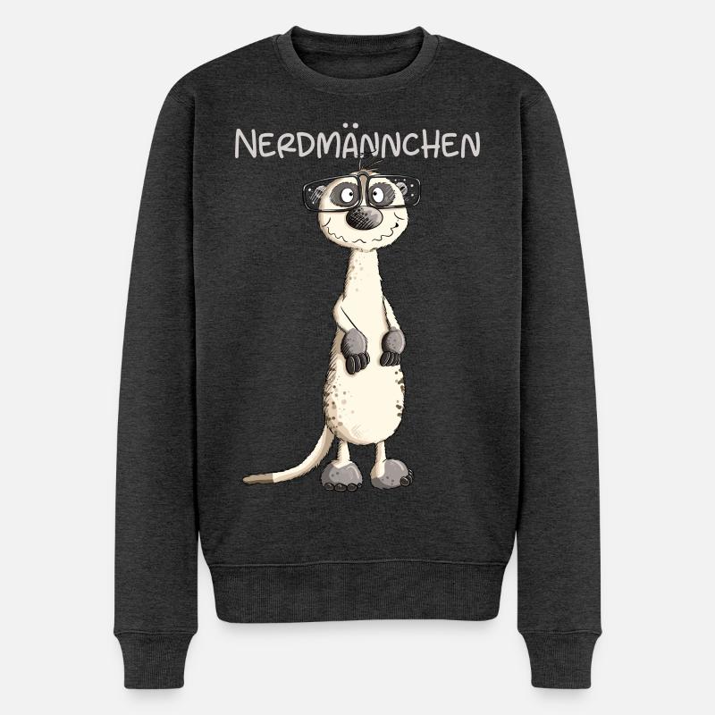 Lustiges Nerdmännchen Erdmännchen I Nerd Wortspiel - Männer Premium Bio Pullover - Anthrazit meliert