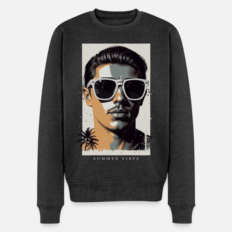Coole Hipster - Männer Premium Bio Pullover - Anthrazit meliert