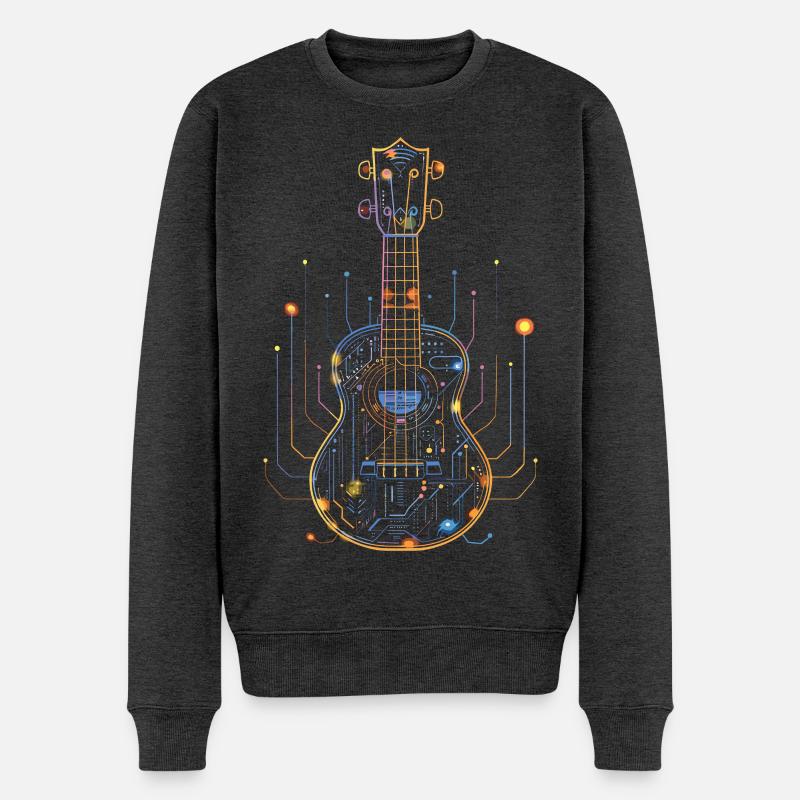 Ukulele Zeichnung - Männer Premium Bio Pullover - Anthrazit meliert