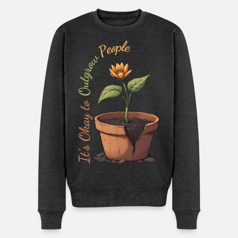 Sonnenblumenkönigin im Topf - Männer Premium Bio Pullover - Anthrazit meliert