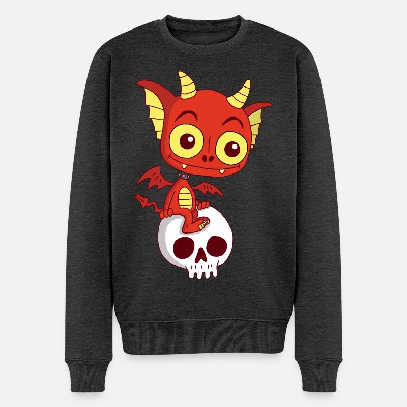 Kleiner Dämon rastet - Männer Premium Bio Pullover - Anthrazit meliert