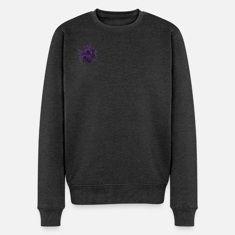 VIOLETT FLOWER - Männer Premium Bio Pullover - Anthrazit meliert