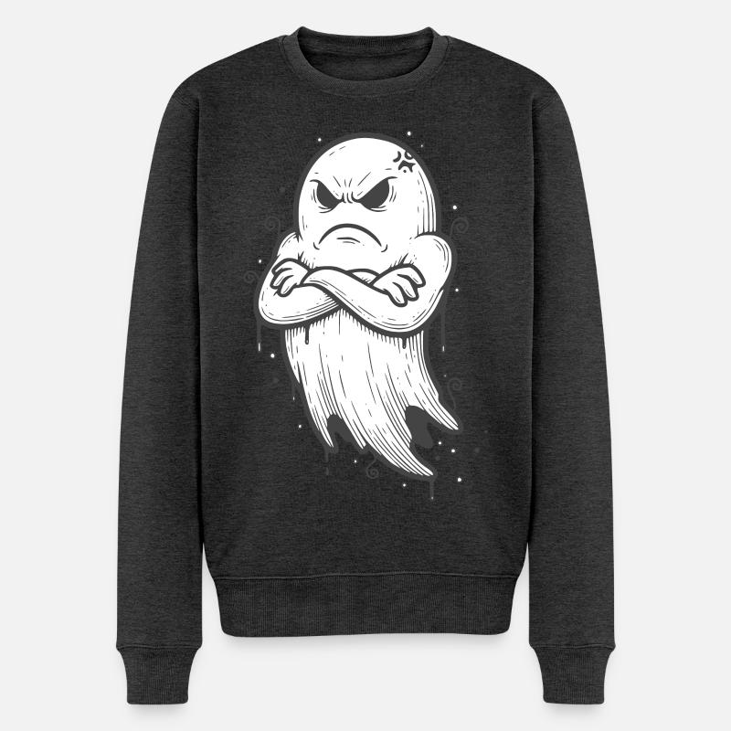 Halloween Geist mit verschränkten Armen - Männer Premium Bio Pullover - Anthrazit meliert
